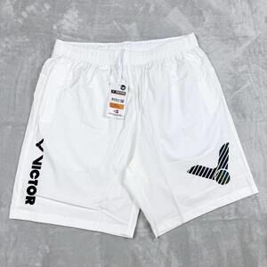 NWT Victor White Badminton Shorts Asian XXL US XL Holographic Logo Performance